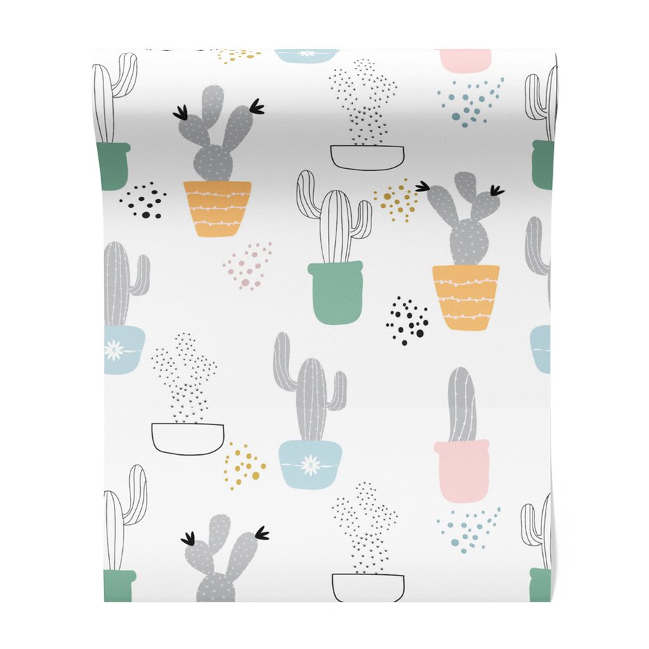 Tapeta - kaktus, doniczka, ilustracja