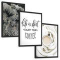 Zestaw obrazy w ramie, plakaty - igły, kawa, sweter - rama czarna
