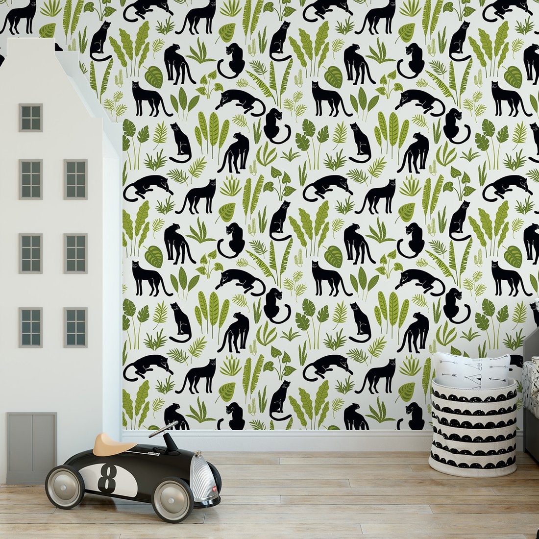 Tapeta - pantery, liście, roślinność