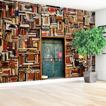 Fototapeta - książki, ściana, drzwi