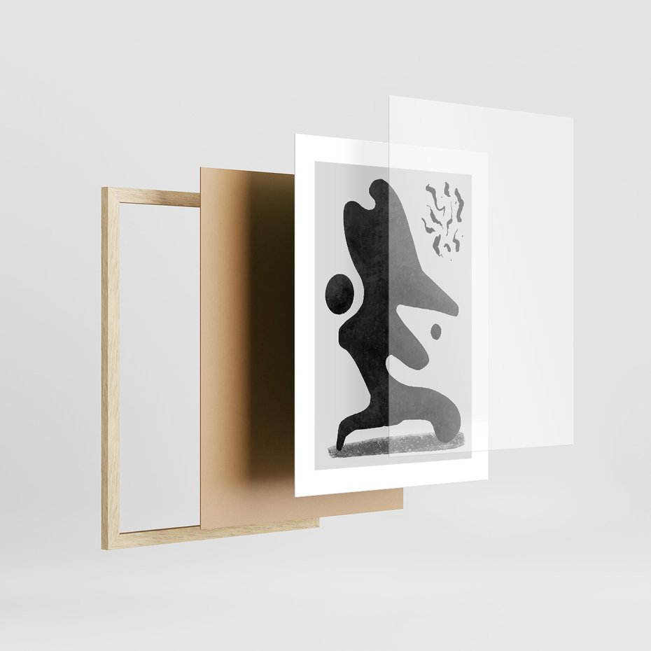 Zestaw obrazy w ramie, plakaty - abstrakcja,minimalizm,nowoczesne - rama drewno
