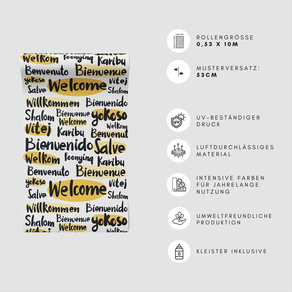 Tapeta - napisy, powitanie, języki