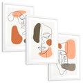 Zestaw obrazy w ramie, plakaty - abstrakcja, twarz, minimalizm - rama biała