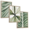 Zestaw obrazy w ramie, plakaty - liście, tropikalne, zielone - rama drewno