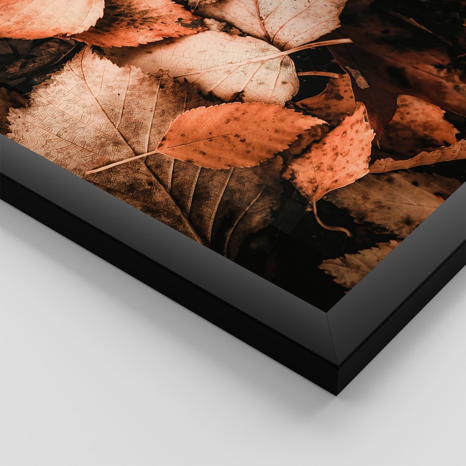 Zestaw obrazy w ramie, plakaty - jesień, liście, las - rama czarna