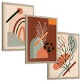 Zestaw obrazy w ramie, plakaty - abstrakcja, liście, rośliny - rama drewno