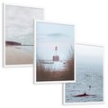 Zestaw obrazy w ramie, plakaty - morze, plaża, krajobraz - rama biała