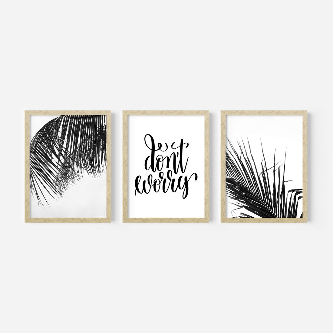 Zestaw obrazy w ramie, plakaty - liście,roślina,czarny - rama drewno