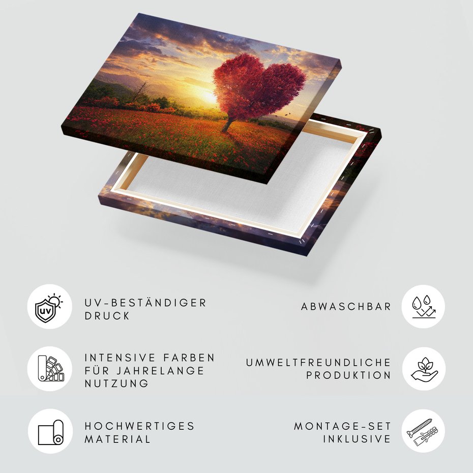 Obraz na płótnie - krajobraz, drzewo, serce