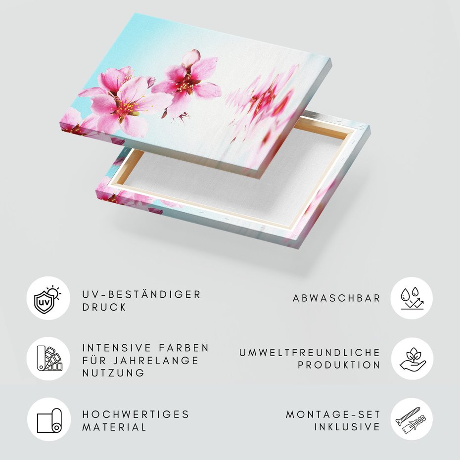 Obraz na płótnie - kwiaty, odbicie, woda