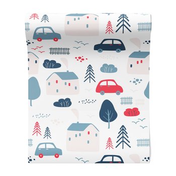 Tapeta - dziecięca, dom, samochód, drzewo