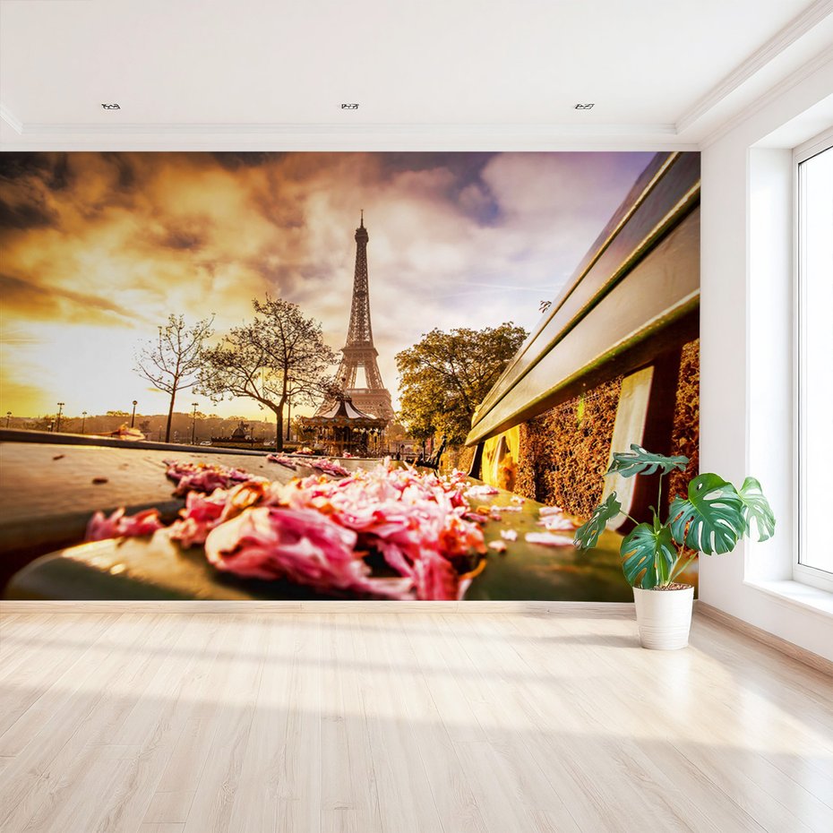 Fototapeta - Paryż, Wieża Eiffla, kwiaty