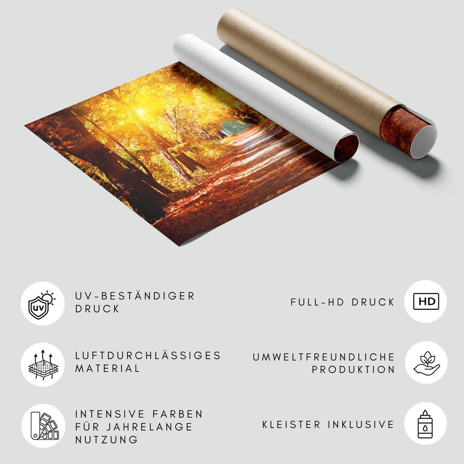 Fototapeta - jesień, liście, droga