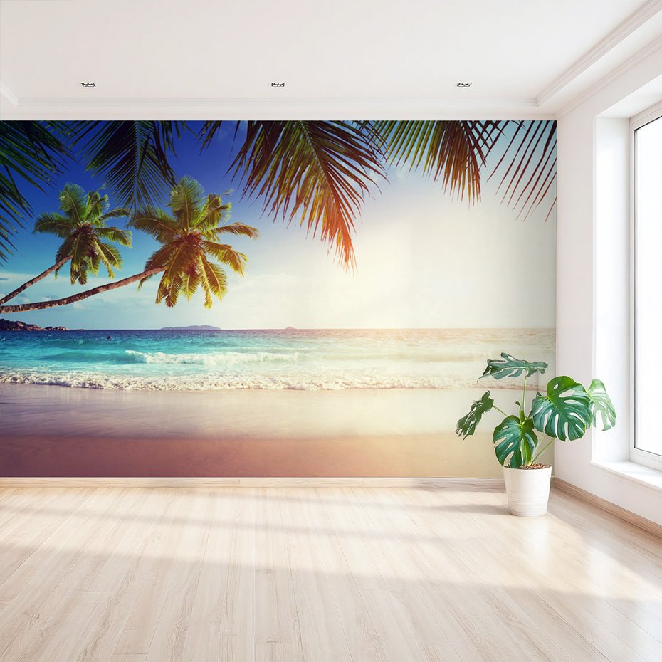 Fototapeta - plaża, palmy, morze