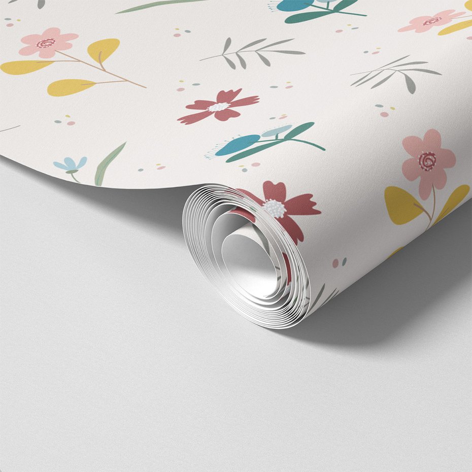 Tapeta - kwiaty, liście, pastelowe,