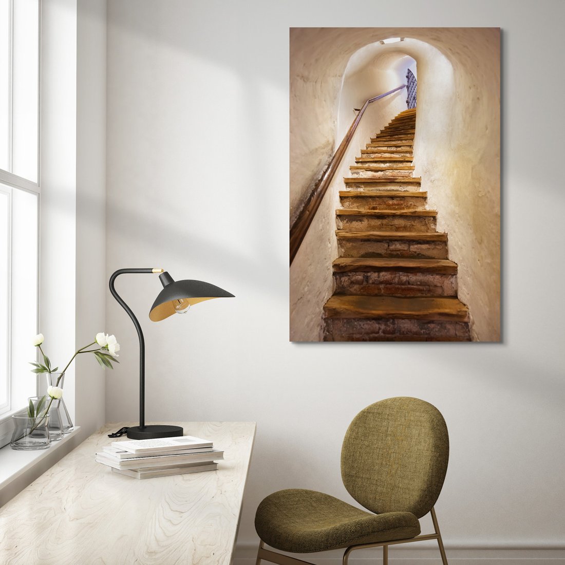 Obraz na płótnie - schody, tunel, cegła