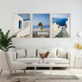 Zestaw obrazy w ramie, plakaty - Grecja, morze, Santorini - rama drewno
