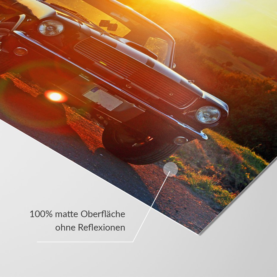 Fototapeta - Mustang, samochód, zachód słońca