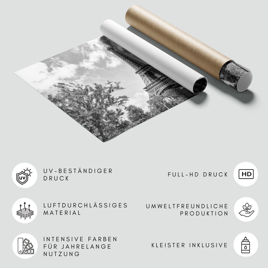 Fototapeta - Paryż, Wieża Eiffla, chmury