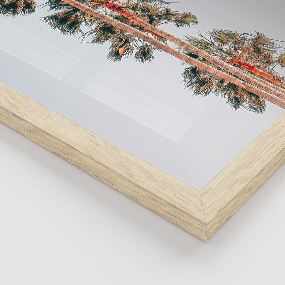 Zestaw obrazy w ramie, plakaty - palmy, tropikalny, lato - rama drewno