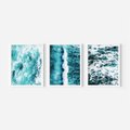 Zestaw obrazy w ramie, plakaty - woda, fale, turkusowy - rama biała