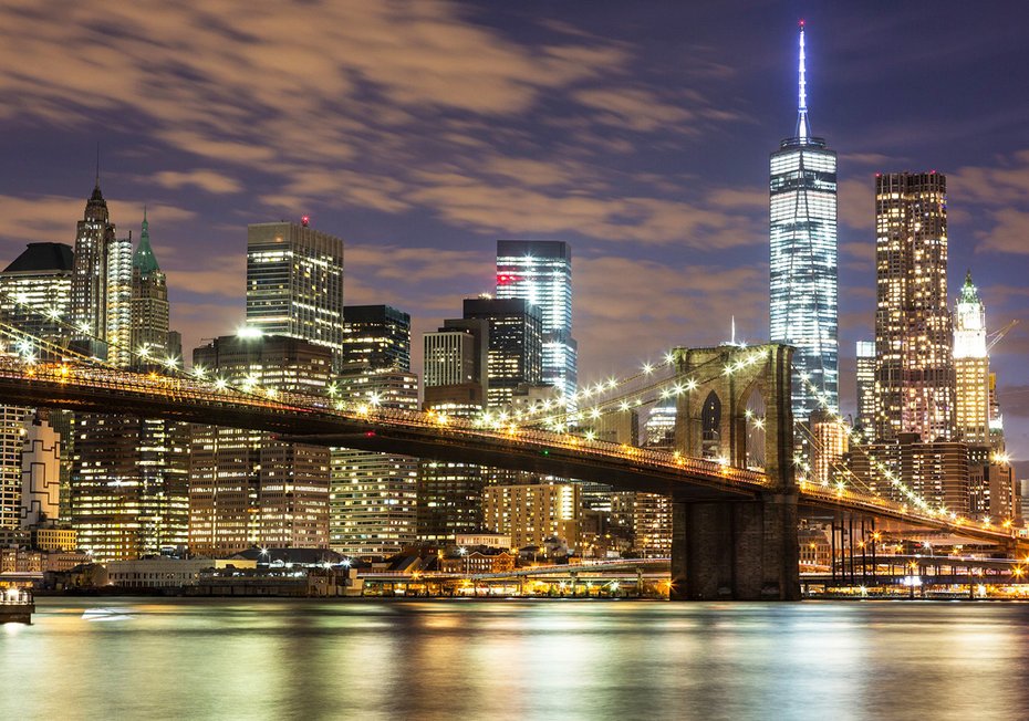 Fototapeta - miasto, most, noc