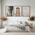 Zestaw obrazy w ramie, plakaty - ściana, drzwi, miasto - rama czarna