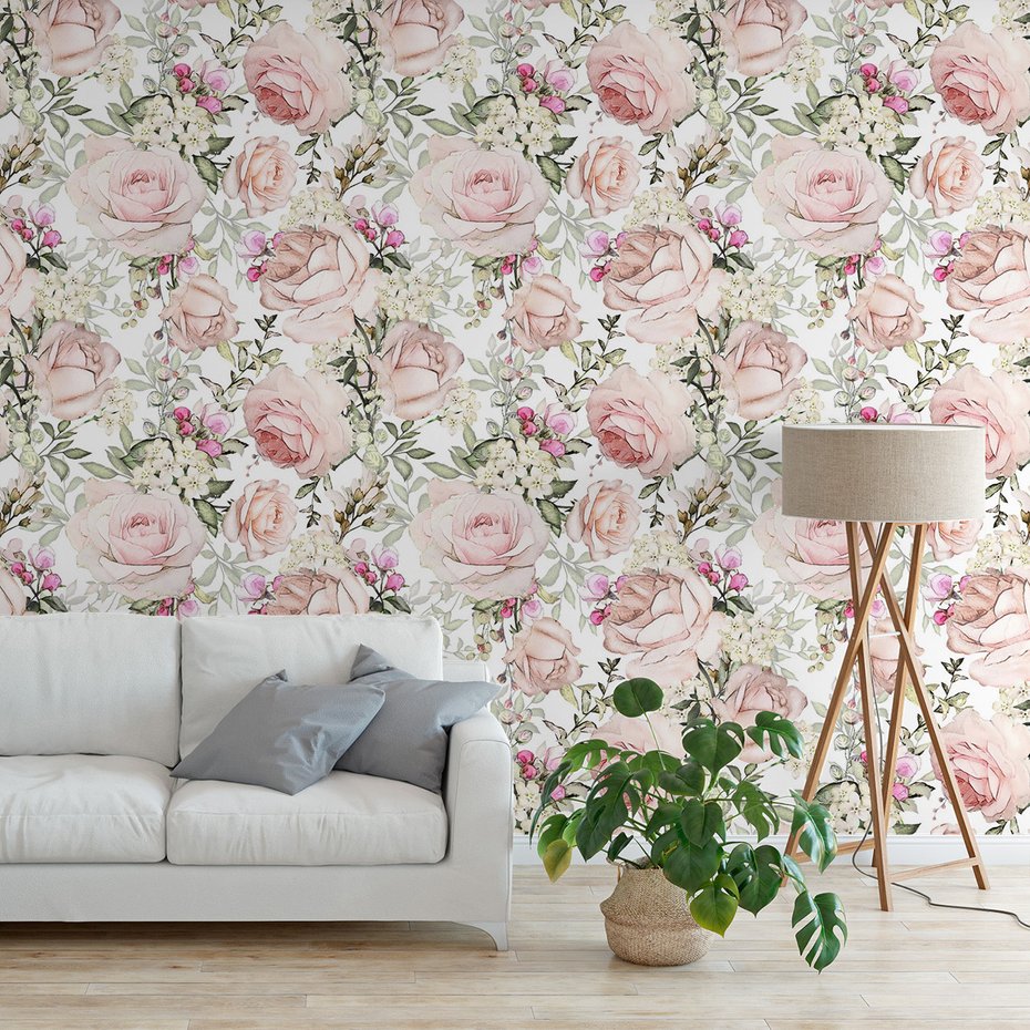 Tapeta - róże, kwiaty, liście