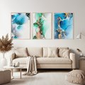 Zestaw obrazy w ramie, plakaty - abstrakcja, płyny, marmur - rama drewno