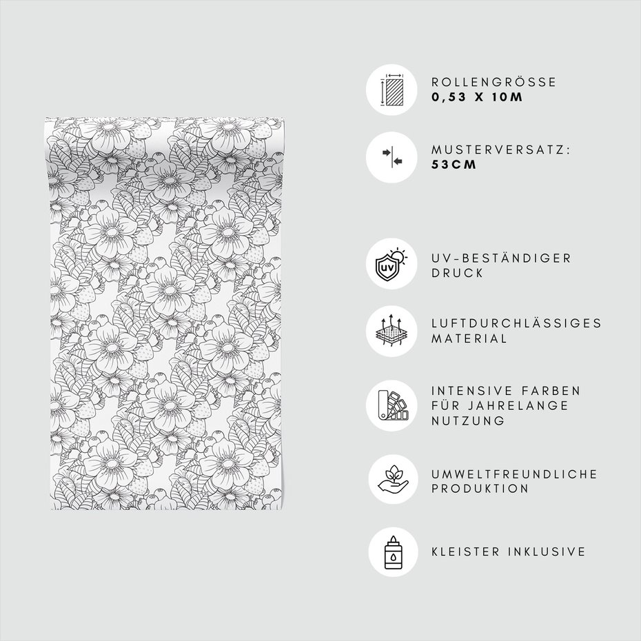 Tapeta - kwiaty, liście, jagody