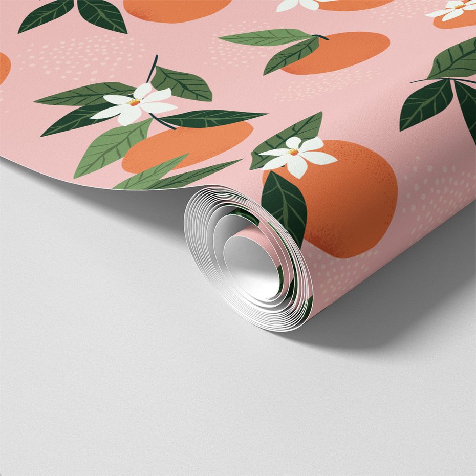 Tapeta - pomarańcze, liście, kwiaty