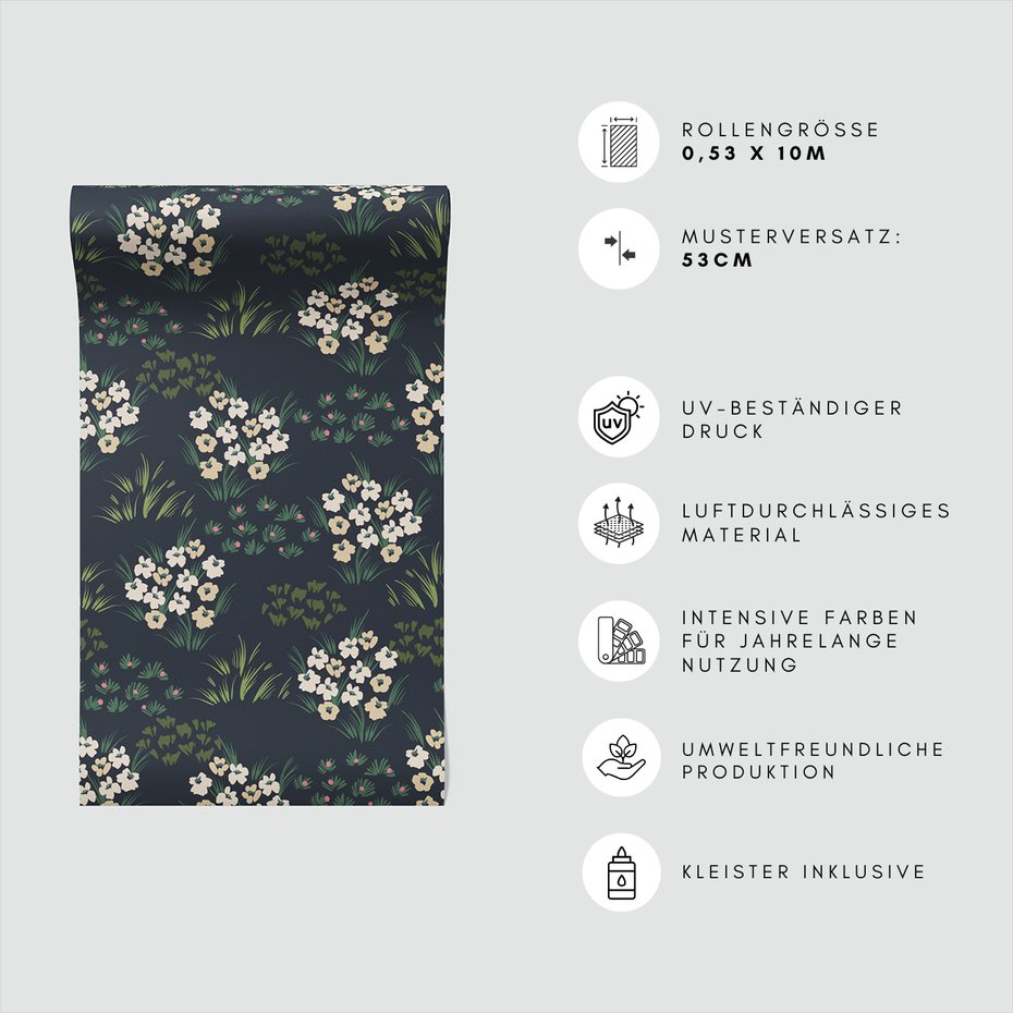 Tapeta - kwiaty, trawa, wzór