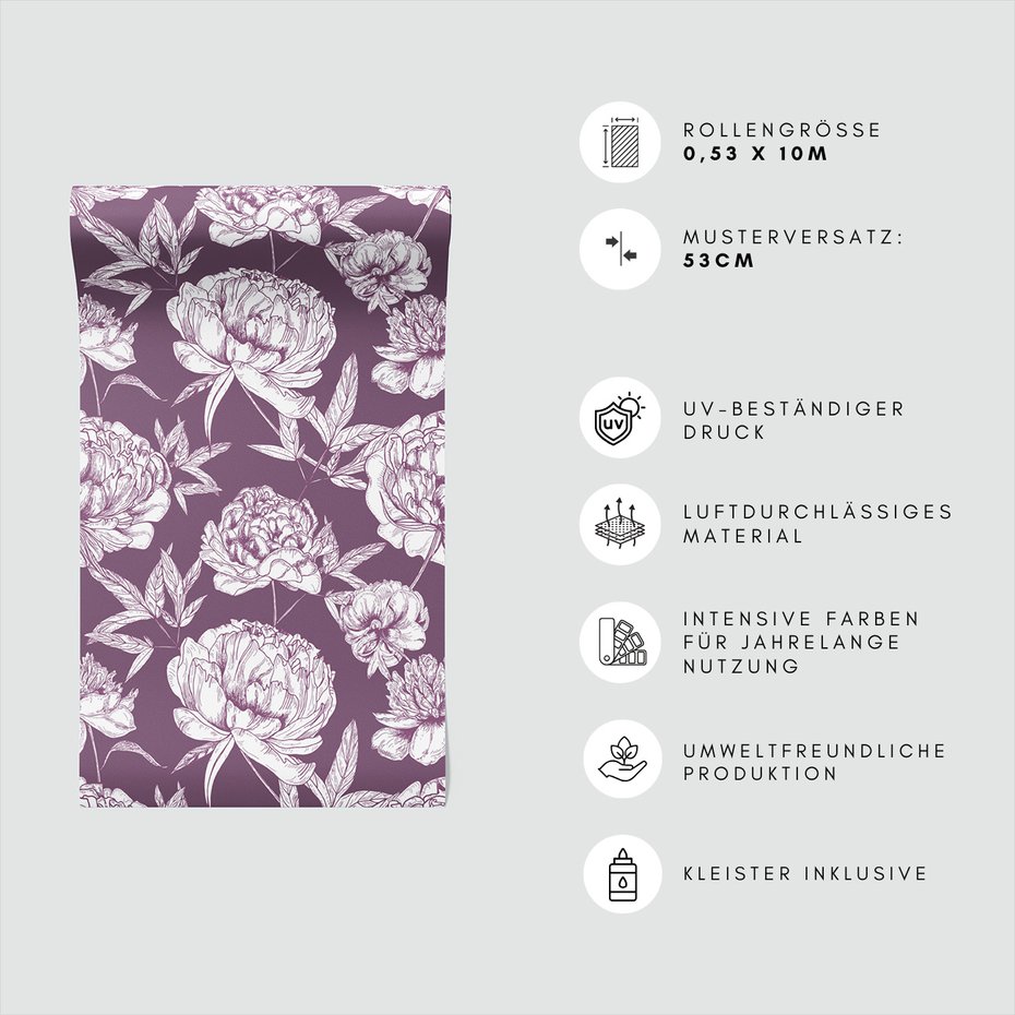 Tapeta - kwiaty, liście, grafika