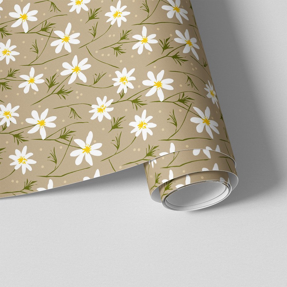 Tapeta - kwiaty, łodygi, kropki