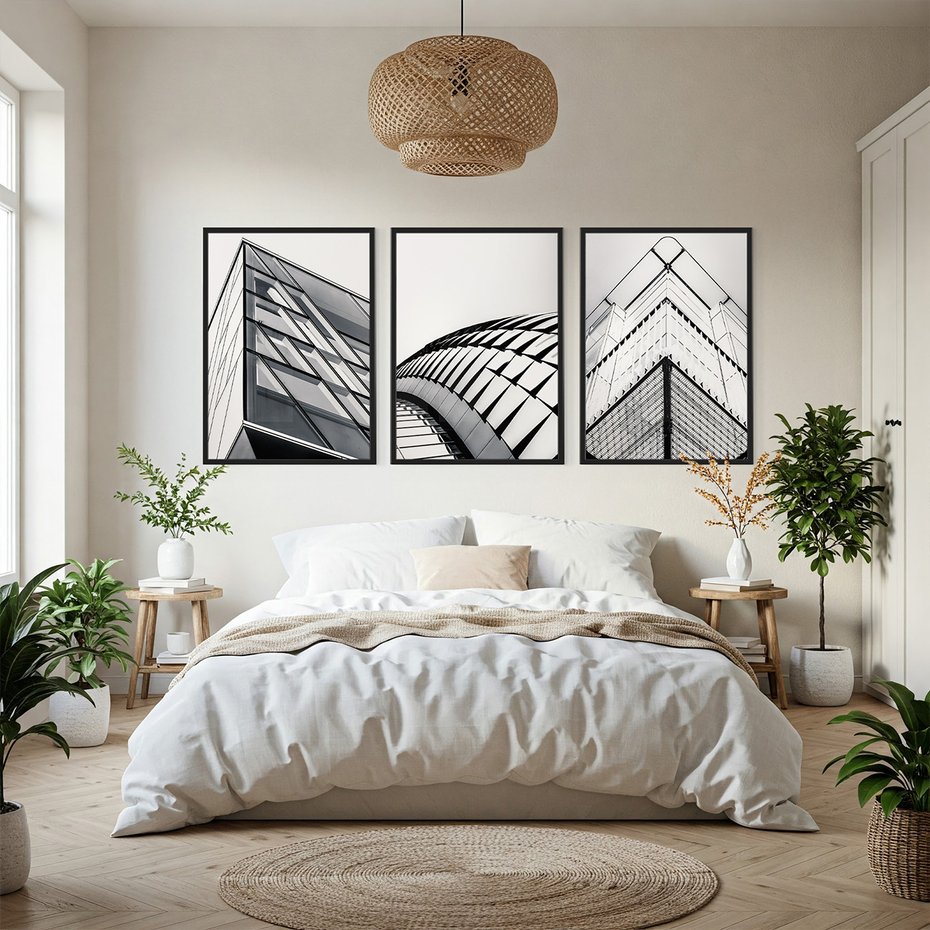 Zestaw obrazy w ramie, plakaty - architektura, budynek, fasada - rama czarna