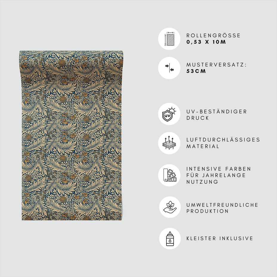 Tapeta - kwiaty, liście, ornamenty