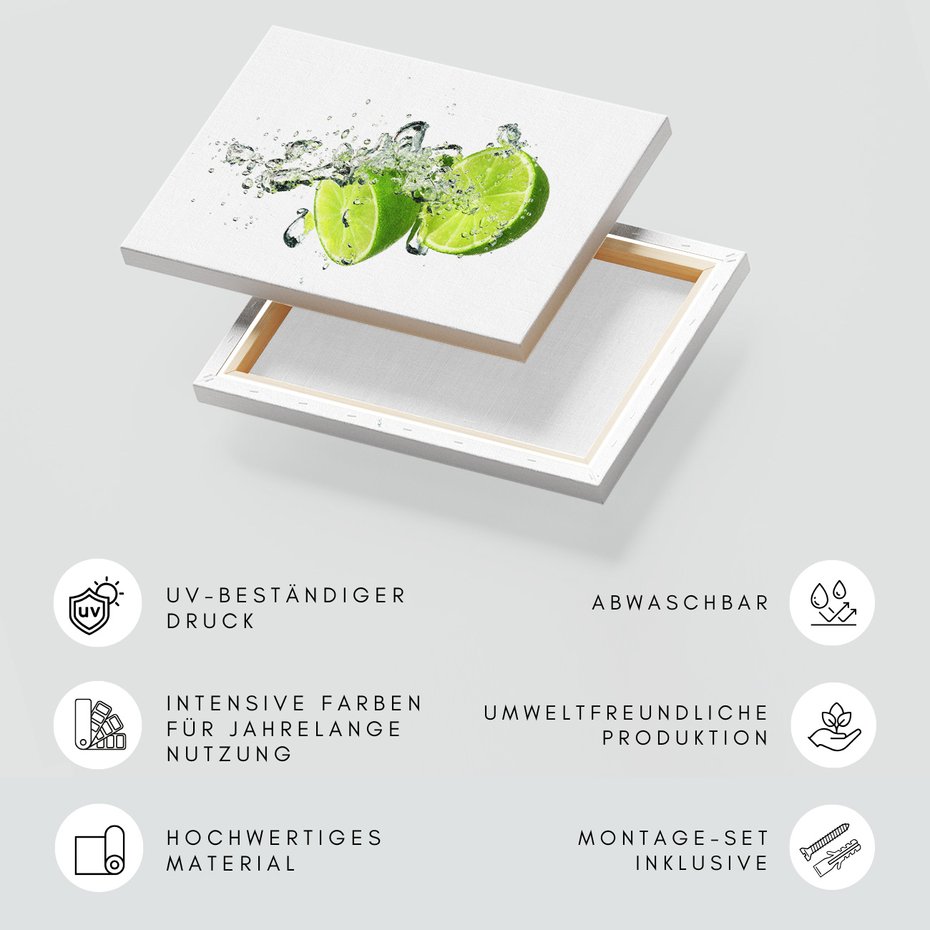 Obraz na płótnie - limonka, woda, owoce