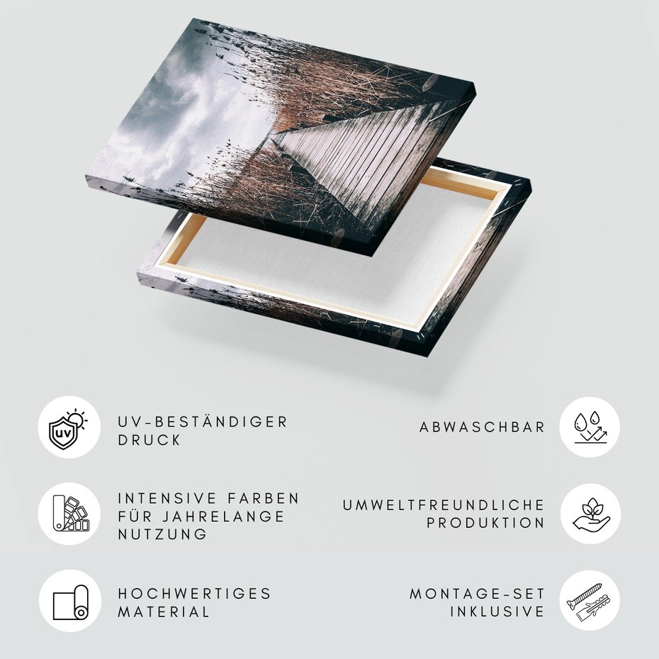 Obraz na płótnie - pomost, trzciny, woda