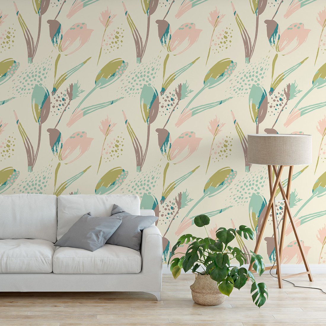 Tapeta - tulipan, liście, pędzle