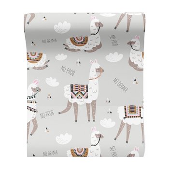 Tapeta - dziecięca, lama, chmury, napisy