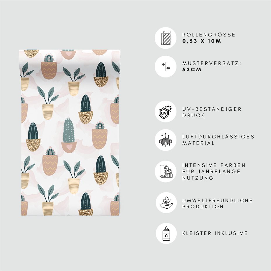 Tapeta - kaktusy, rośliny, doniczki