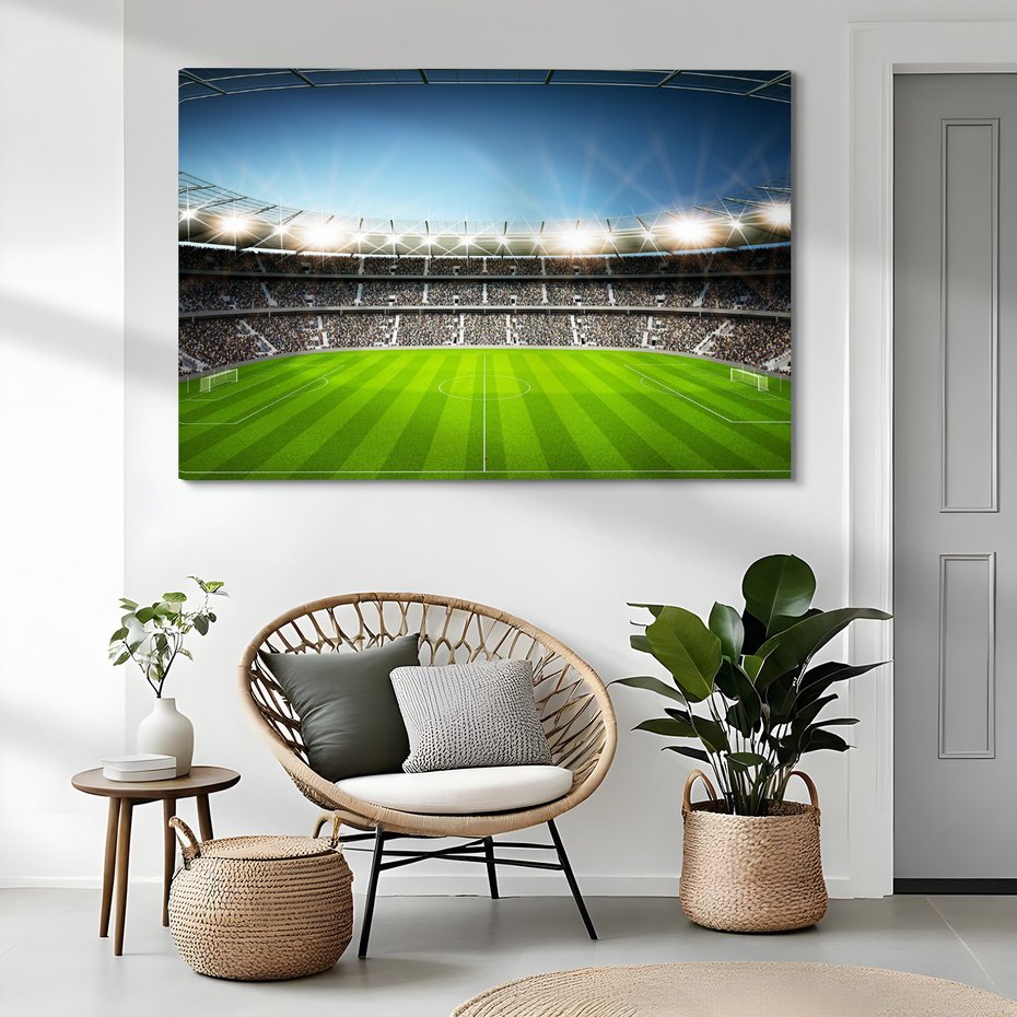 Obraz na płótnie - stadion, piłka nożna, kibice