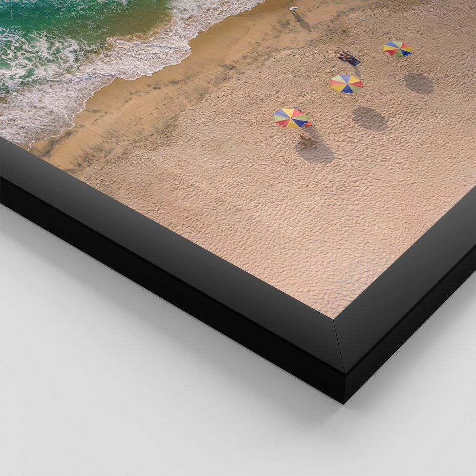 Zestaw obrazy w ramie, plakaty - plaża, morze, piasek - rama czarna