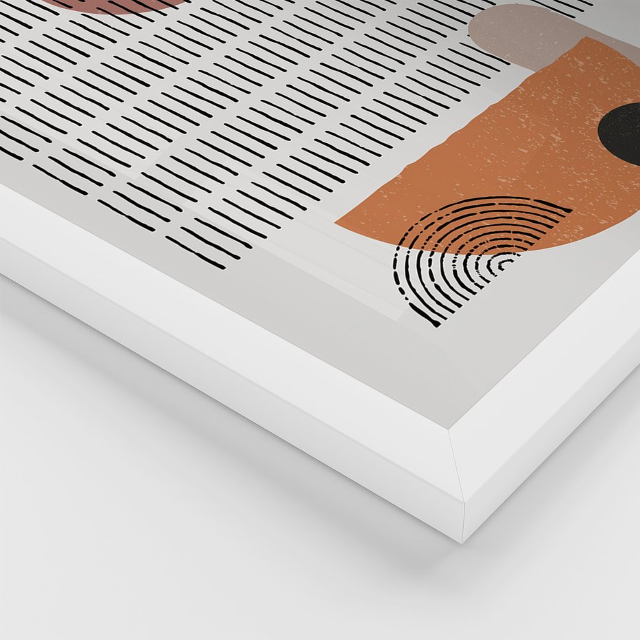 Zestaw obrazy w ramie, plakaty - abstrakcja, grafika, geometria - rama biała