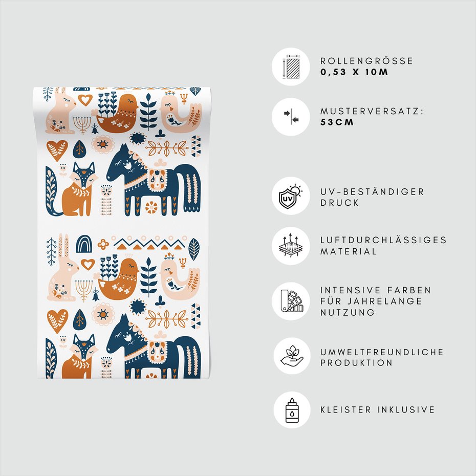 Tapeta - zwierzęta, kwiaty, ornamenty