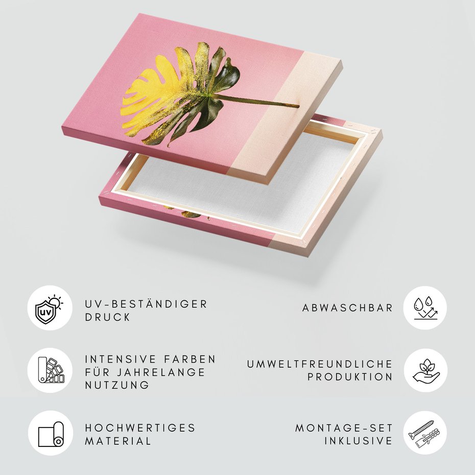 Obraz na płótnie - liść, monstera, złoto