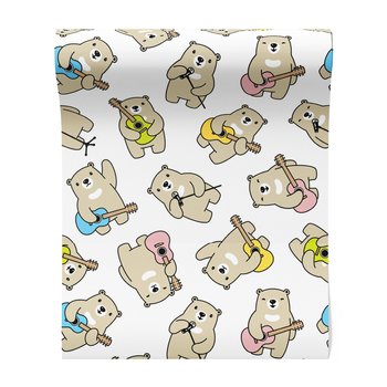 Tapeta - dziecięca, niedźwiedzie, gitary, mikrofony