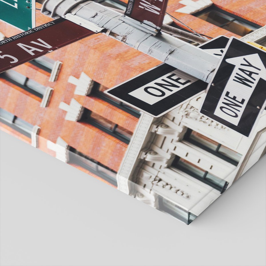 Obraz na płótnie - ulica, znaki, miasto