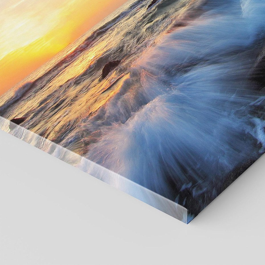 Obraz na płótnie - morze, fale, zachód słońca