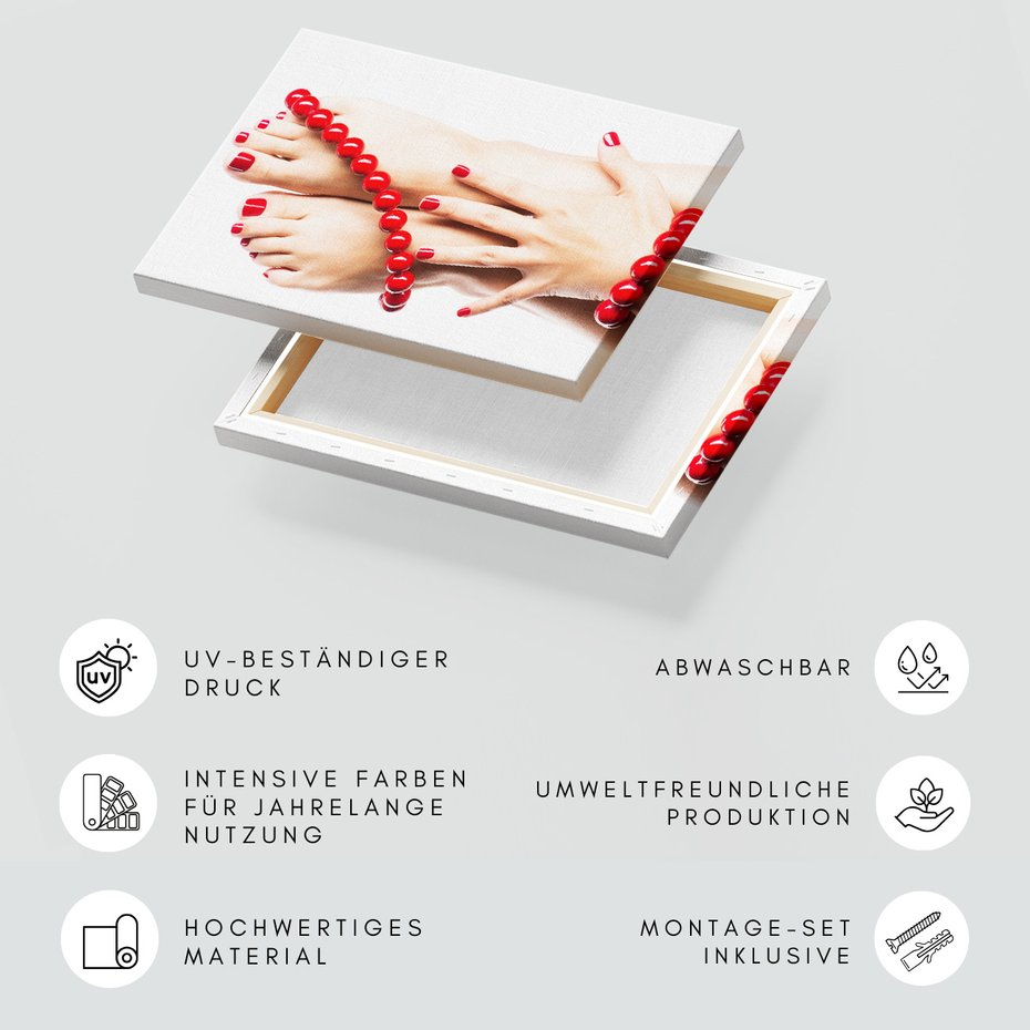 Obraz na płótnie - manicure, pedicure, czerwony